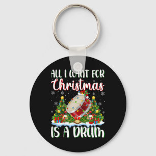 I Want For Christmas Is A Drum Xmas Tree Lights Key Ring