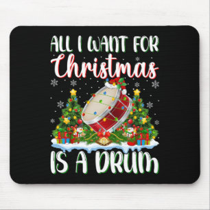 I Want For Christmas Is A Drum Xmas Tree Lights Mouse Mat