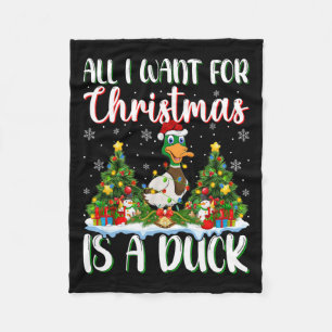 I Want For Christmas Is A Duck Bird Xmas Tree Ligh Fleece Blanket