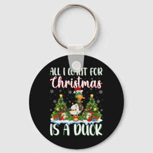 I Want For Christmas Is A Duck Bird Xmas Tree Ligh Key Ring