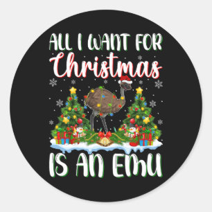 I Want For Christmas Is A Emu Bird Xmas Tree Light Classic Round Sticker