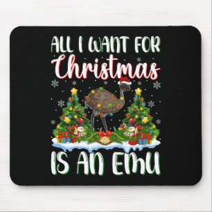 I Want For Christmas Is A Emu Bird Xmas Tree Light Mouse Mat