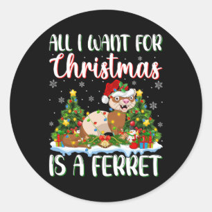 I Want For Christmas Is A Ferret Xmas Tree Lights Classic Round Sticker