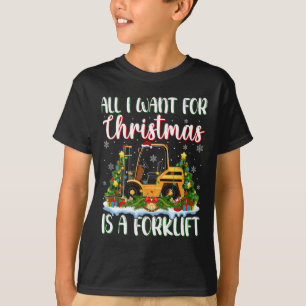 I Want For Christmas Is A Forklift Xmas Tree Light T-Shirt