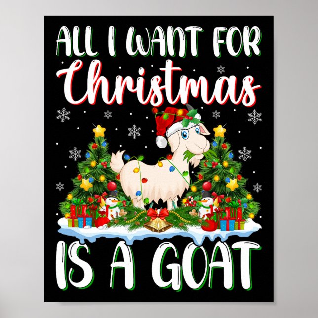 I Want For Christmas Is A Goat Xmas Tree Lights  Poster (Front)