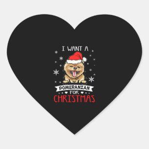 I Want For Christmas Is A Pomeranian Dog Santa Hat Heart Sticker