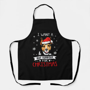 I Want For Christmas Is A Rat Terrier Santa Hat Apron