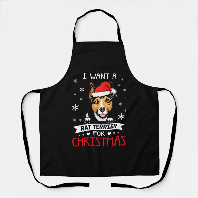 I Want For Christmas Is A Rat Terrier Santa Hat   Apron (Front)