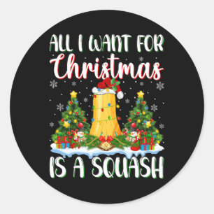 I Want For Christmas Is A Squash Xmas Tree Lights  Classic Round Sticker