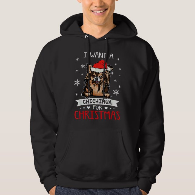 I Want For Christmas Is Chihuahua Xmas Pajama For  Hoodie (Front)