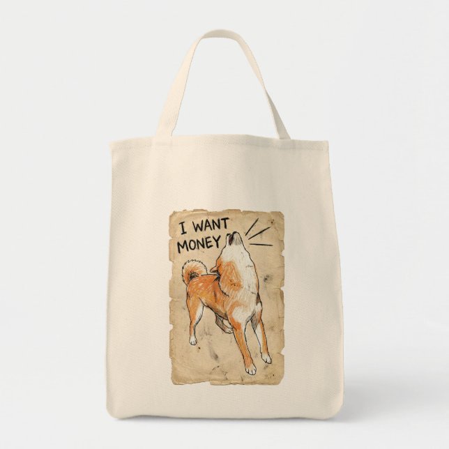 I Want Money – Screaming Shiba Inu Meme Art  Bag (Front)
