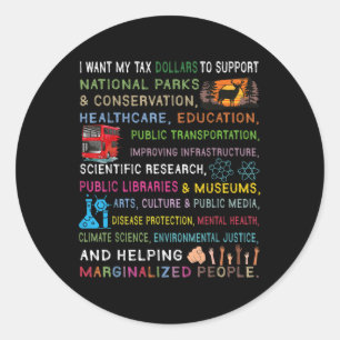 I Want My Tax Dollars To Support National Parks He Classic Round Sticker