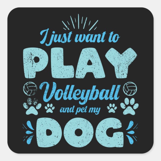 I want play Volleyball and pet my Dog Square Sticker (Front)