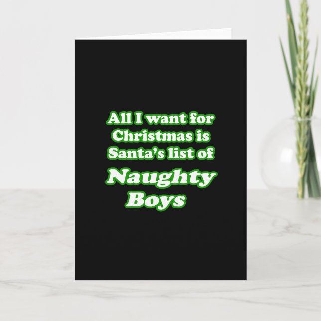 I want Santa's list of naughty boys Holiday Card (Front)