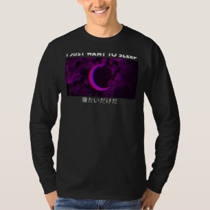 I Want Sleep Purple Moon Vaporwave Aesthetic Goth T-Shirt