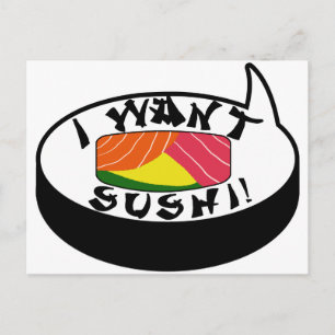 I want Sushi Postcard
