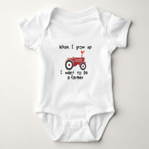 I want to be a farmer, red tractor & rooster baby bodysuit