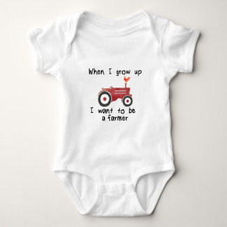 I want to be a farmer, red tractor & rooster baby bodysuit
