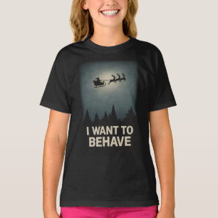 I Want to Behave – Vintage Dark Santa Silhouette T T-Shirt