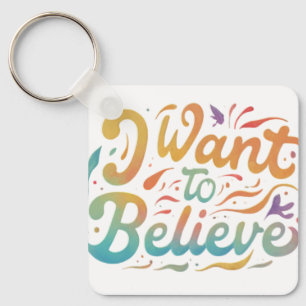 I Want to Believe - Aluminium Square Keychain