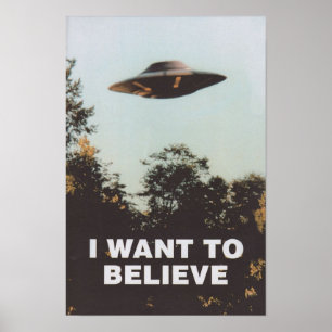 I Want To Believe, Movie Retro 90s, Alien UFO Poster