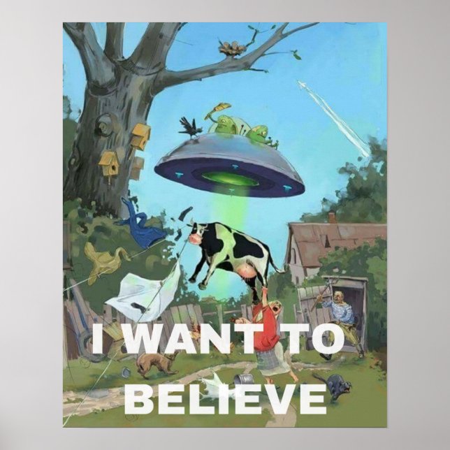 I Want To Believe, Movie Retro 90s, Alien UFO Poster (Front)
