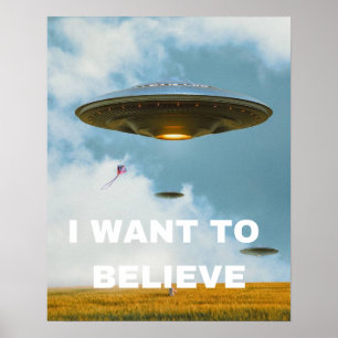 I Want To Believe, Movie Retro 90s, Alien UFO Poster