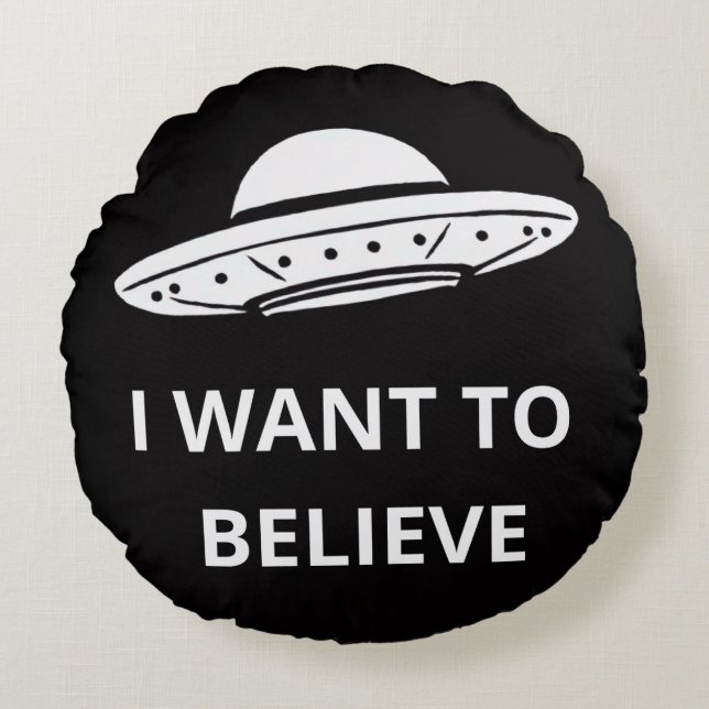 I Want To Believe, Movie Retro 90s, Alien UFO Round Cushion (Front)