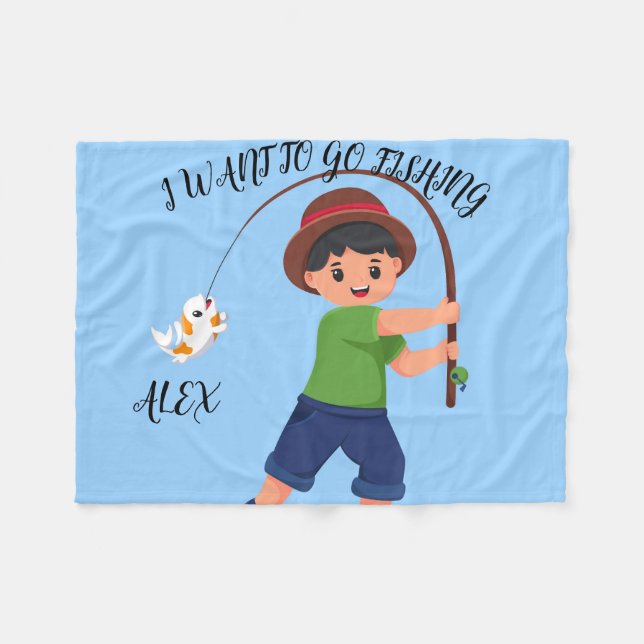  "I WANT TO GO FISHING" BLANKET FOR BOYS (Front (Horizontal))