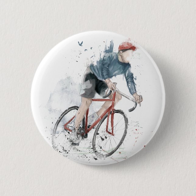 I want to ride my bicycle 6 cm round badge (Front)