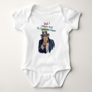 I Want You   Cute Funny Uncle Sam Recruiting Dad Baby Bodysuit