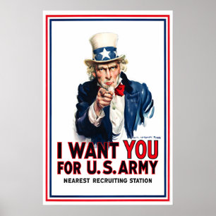 I Want You for the U.S. Army WW1 POSTER PRINT