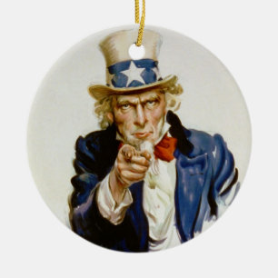 I Want You for U.S. Army by James Montgomery Flagg Ceramic Tree Decoration