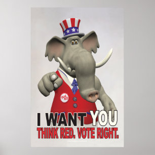 I Want You - Think Red Vote Right Poster