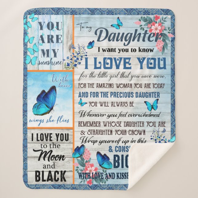 I Want You TO Know I Love You, You're My Sunshine Sherpa Blanket (Front)