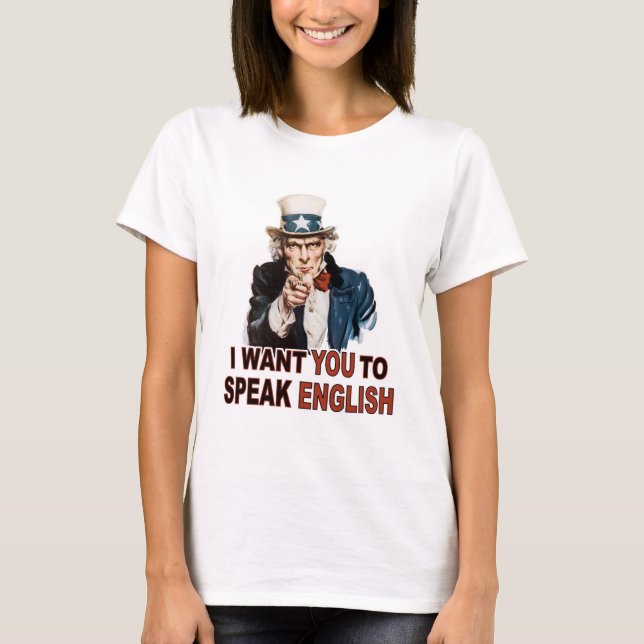 I Want You To Speak English Ladies Baby Doll Tee (Front)