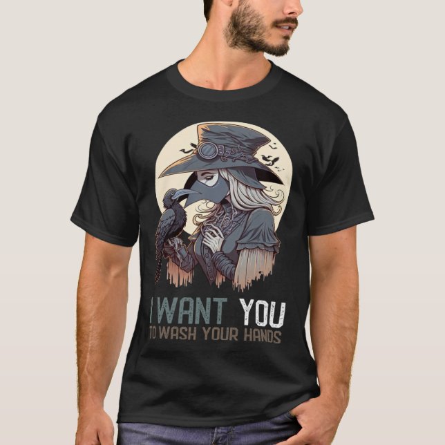 I Want You To Wash Your Hands   Female Plague Doct T-Shirt (Front)