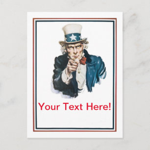 I Want You Uncle Sam Customise Your Text Postcard