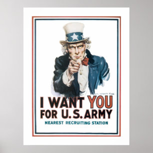 "I Want YOU" Uncle Sam (white) Poster