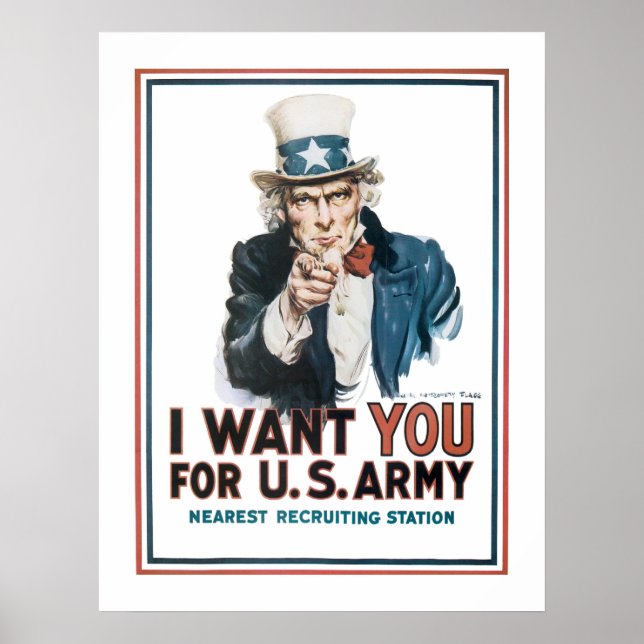 "I Want YOU" Uncle Sam (white) Poster (Front)