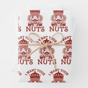 I Want Your Nuts Snarky Nutcracker Christmas Wrapping Paper Sheet