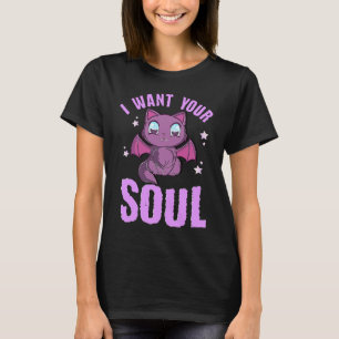 I Want Your Soul Funny Halloween Cute Black Cat Ba T-Shirt