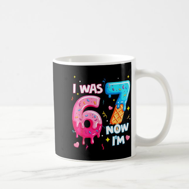 I Was 6 Now 7 7th Birthday Ice Cream Dripng Kids 6 Coffee Mug (Right)