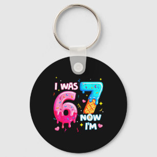I Was 6 Now 7 7th Birthday Ice Cream Dripng Kids 6 Key Ring