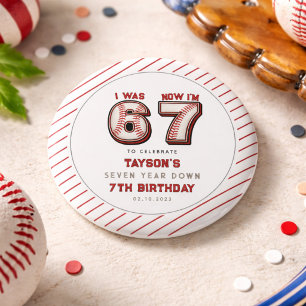 I Was 6, Now I’m 7 – Baseball 7th Birthday 3 Cm Round Badge