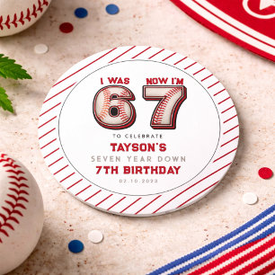 I Was 6, Now I’m 7 – Baseball 7th Birthday Classic Round Sticker