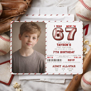I Was 6, Now I’m 7 – Baseball 7th Birthday Invitation