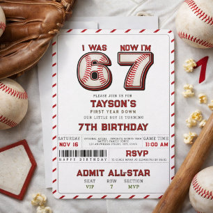 I Was 6, Now I’m 7 – Baseball 7th Birthday Invitation