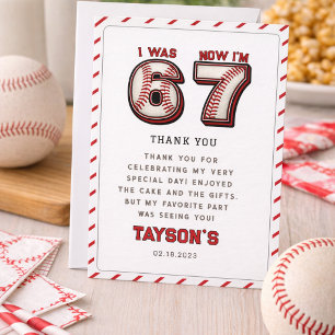I Was 6, Now I’m 7 – Baseball 7th Birthday Thank You Card