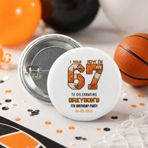 I Was 6 Now I’m 7 Basketball – 7th Birthday Party 3 Cm Round Badge